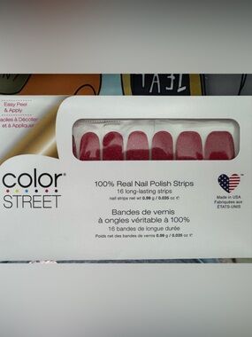 NIP- Color Street Real Nail Polish Strips - Sparkling Red “Cherry On Top”